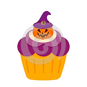 Cute Halloween Sweet Cupcake Snack Food Dessert Cartoon Doodle Vector Illustration