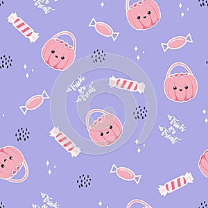 Cute Halloween vector seamless pattern with Candy