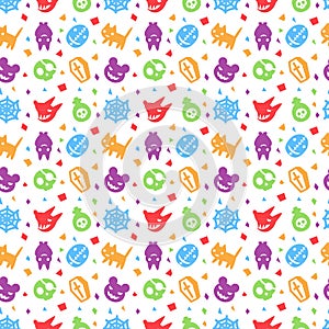 Cute hallowen pattern background with purple color