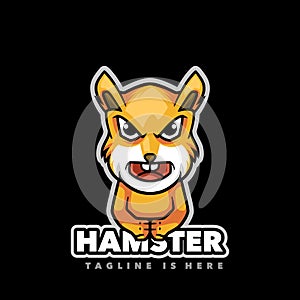 Cute hamster angry mascot logo