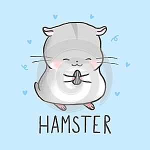 Cute Hamster cartoon hand drawn style