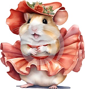 A cute Hamster in Flamenco dresses. Ai-Generated.