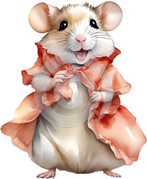 A cute Hamster in Flamenco dresses. Ai-Generated.