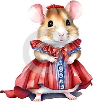 A cute Hamster in Flamenco dresses. Ai-Generated.