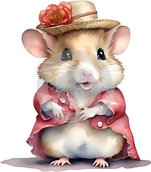 A cute Hamster in Flamenco dresses. Ai-Generated.