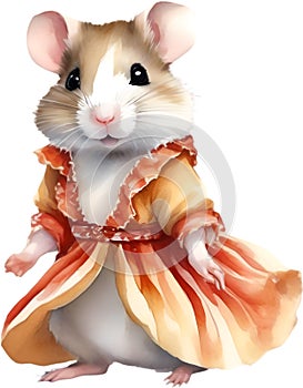 A cute Hamster in Flamenco dresses. Ai-Generated.