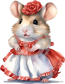 A cute Hamster in Flamenco dresses. Ai-Generated.