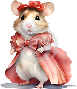 A cute Hamster in Flamenco dresses. Ai-Generated.