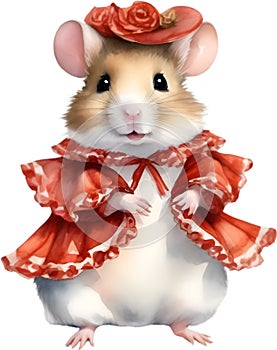 A cute Hamster in Flamenco dresses. Ai-Generated.