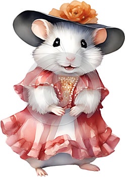 A cute Hamster in Flamenco dresses. Ai-Generated.