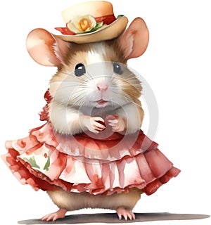 A cute Hamster in Flamenco dresses. Ai-Generated.