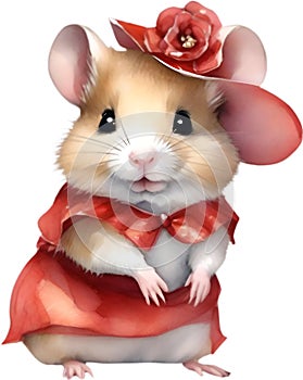 A cute Hamster in Flamenco dresses. Ai-Generated.