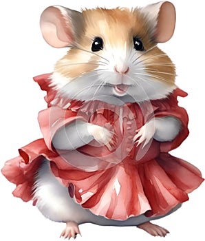 A cute Hamster in Flamenco dresses. Ai-Generated.