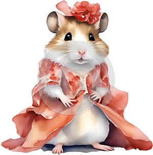 A cute Hamster in Flamenco dresses. Ai-Generated.