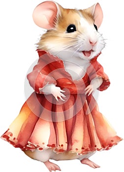 A cute Hamster in Flamenco dresses. Ai-Generated.