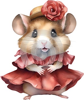 A cute Hamster in Flamenco dresses. Ai-Generated.