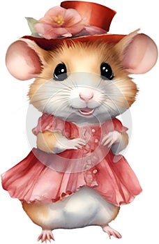 A cute Hamster in Flamenco dresses. Ai-Generated.