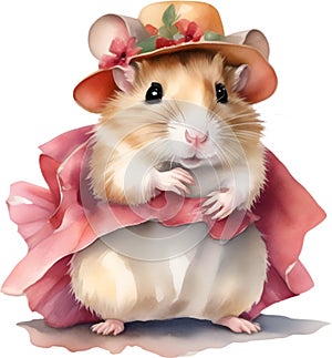 A cute Hamster in Flamenco dresses. Ai-Generated.