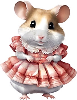 A cute Hamster in Flamenco dresses. Ai-Generated.