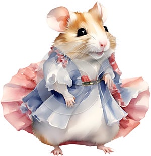 A cute Hamster in Flamenco dresses. Ai-Generated.