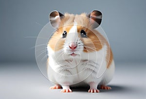 Cute hamster on grey background,  Funny pet,  Animal theme