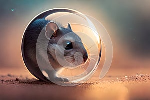 Cute hamster inside a crystallize bubble