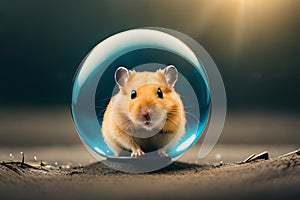 Cute hamster inside a crystallize bubble