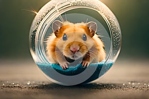 Cute hamster inside a crystallize bubble