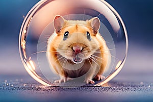 Cute hamster inside a crystallize bubble