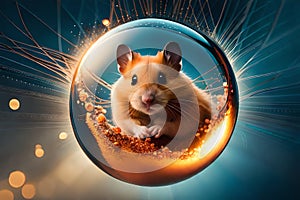 Cute hamster inside a crystallize bubble