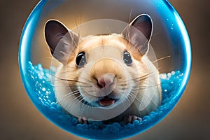 Cute hamster inside a crystallize bubble