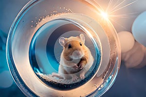 Cute hamster inside a crystallize bubble