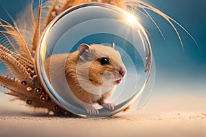 Cute hamster inside a crystallize bubble