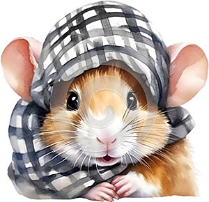 A cute Hamster in the keffiyeh, shemagh or ghutrah. Ai-Generated.