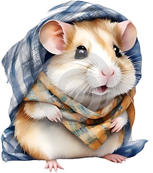 A cute Hamster in the keffiyeh, shemagh or ghutrah. Ai-Generated.