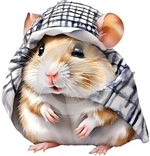 A cute Hamster in the keffiyeh, shemagh or ghutrah. Ai-Generated.