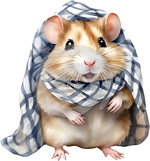 A cute Hamster in the keffiyeh, shemagh or ghutrah. Ai-Generated.