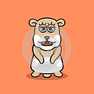 Cute hamster sad fat cartoon logo