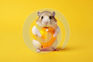 Cute hamster in swimming suit ready to swim