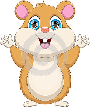 cute hamster waving cartoon