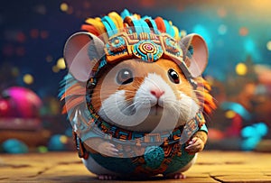 a cute hamsterwearing aztec custome photo