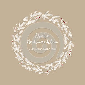 Cute hand drawn christmas wreath with text