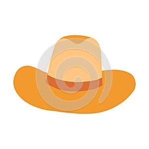 Cute hand drawn cowboy hat. Simple sheriff hat in cowboy and cowgirl western theme. Colorful doodle with print for horse
