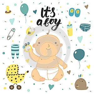 Cute hand drawn doodle baby shower cover