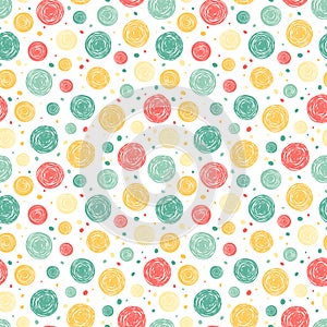 Cute hand drawn doodle circles seamless pattern, abstract and modern background, great for textiles, banners, wallpapers, wrapping