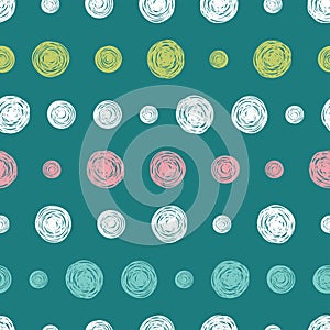 Cute hand drawn doodle circles seamless pattern, abstract and modern background, great for textiles, banners, wallpapers, wrapping