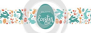 Cute hand drawn easter bunnies design, easter doodle background, great for textiles, banners, wallpapers, wrapping - vector design