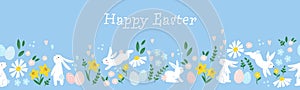Cute hand drawn easter bunnies design, easter doodle background