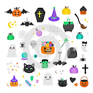 Cute hand drawn halloween vector illustration set