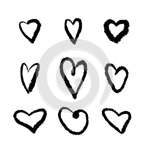 Cute hand drawn heart shapes set